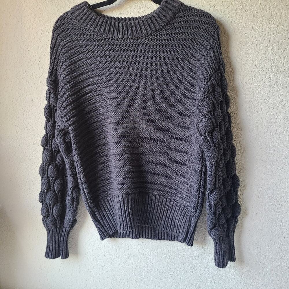 Elodie Bubble Sleeve Pullover Gray Sweater Women's Size XS
